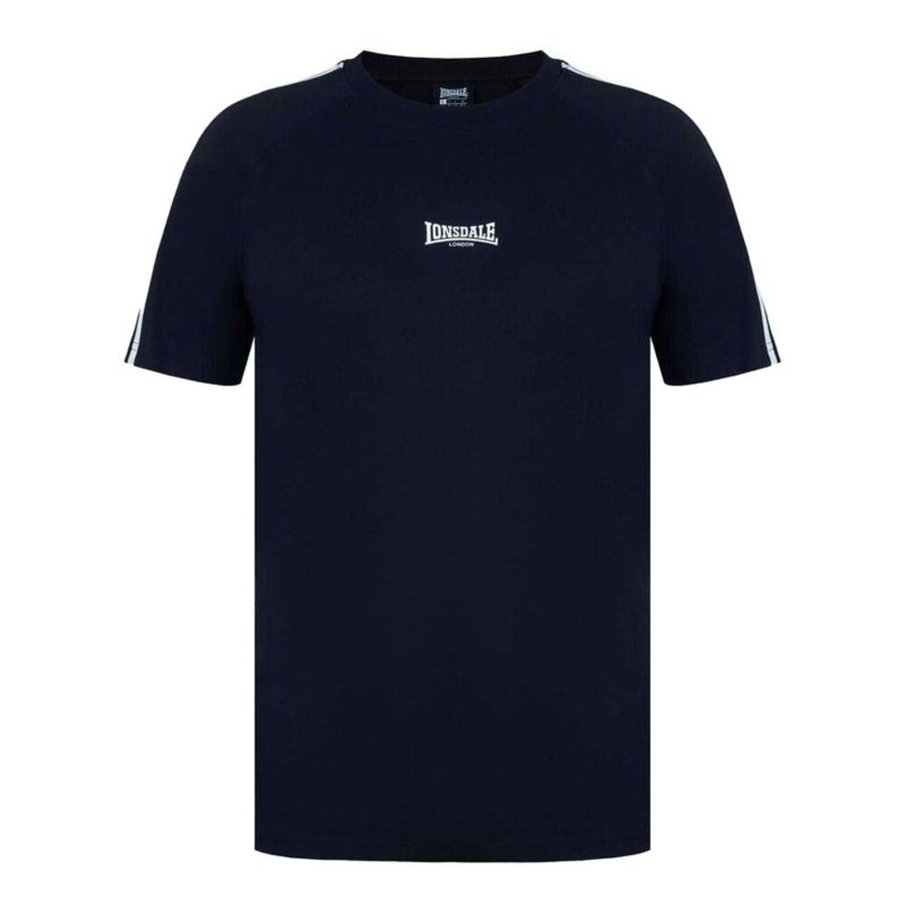 Lonsdale Mens Striped Logo Regular  T-Shirt / Black